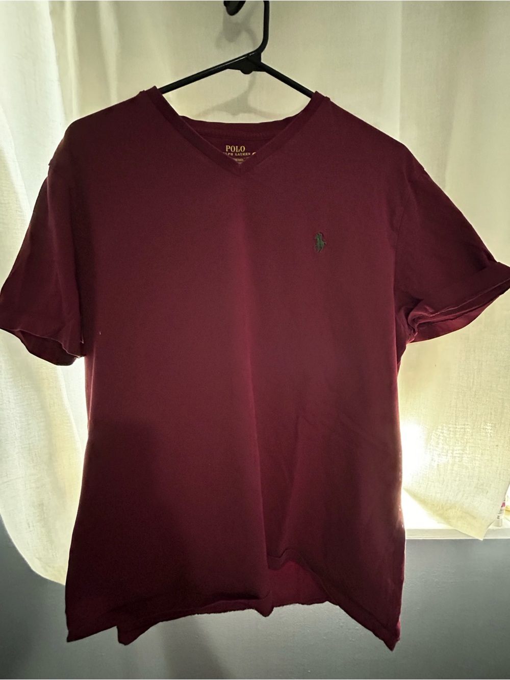 Polo by Ralph Lauren Men's V-Neck Tee in Burgundy
